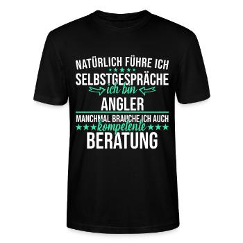 Angler Angeln Fischer Fischen Angelsport Spruch - Stanley/Stella Unisex Bio-T-Shirt CRAFTER - Schwarz - Vorne - Alina (178cm) & Michal (187cm)