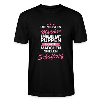 Schafkopfen Schafkopf Kartenspiel Spielkarten - Stanley/Stella Unisex Bio-T-Shirt CRAFTER - Schwarz - Vorne - Alina (178cm) & Michal (187cm)