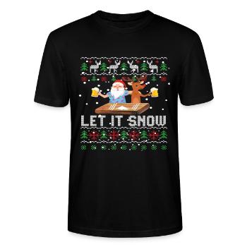 Weihnachtsmann Weihnachten Kokain geschenke - Stanley/Stella Unisex Bio-T-Shirt CRAFTER - Schwarz - Vorne - Alina (178cm) & Michal (187cm)