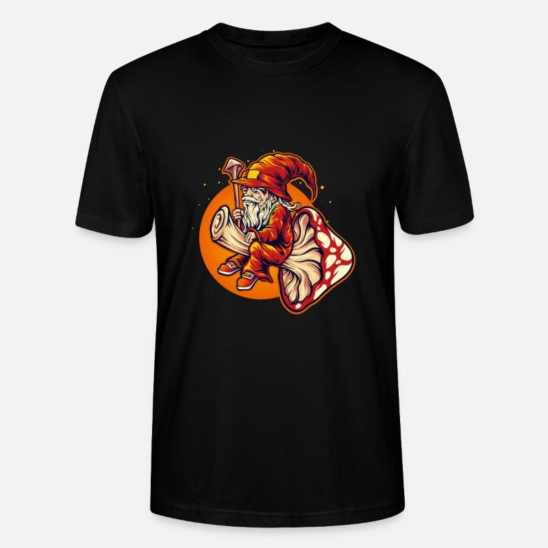 Dwarf wizard riding toadstool - Stanley/Stella CRAFTER Unisex Organic T-Shirt - black