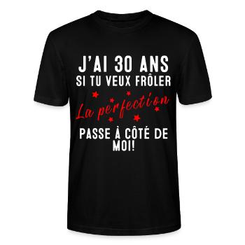 J’ai 30 ans cadeau anniversaire 30 ans humour - T-shirt bio CRAFTER Stanley Stella Unisexe - noir - Devant - Alina (178cm) & Michal (187cm)