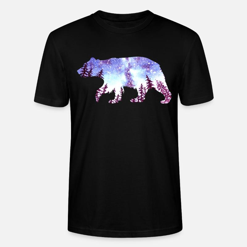 Bär Nachthimmel Wald - Stanley/Stella Unisex Bio-T-Shirt CRAFTER - Schwarz