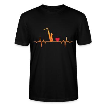 saxophone saxophone saxophone joueur musique musicienne - T-shirt bio CRAFTER Stanley Stella Unisexe - noir - Devant - Alina (178cm) & Michal (187cm)