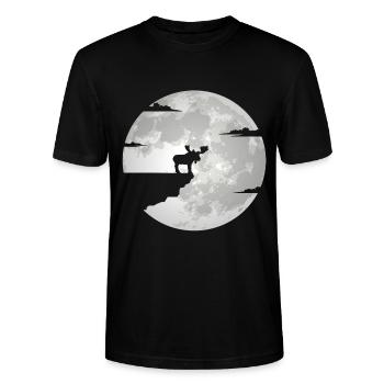 Elch Vollmond Elche Wald Norwegen Schweden Natur - Stanley/Stella Unisex Bio-T-Shirt CRAFTER - Schwarz - Vorne - Alina (178cm) & Michal (187cm)