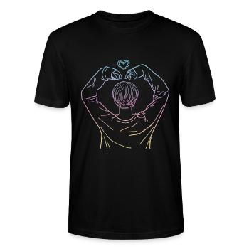 Coeur kpop koreapop KPOP idée cadeau - T-shirt bio CRAFTER Stanley Stella Unisexe - noir - Devant - Alina (178cm) & Michal (187cm)