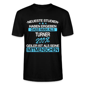 Turnen Turner Bodenturnen Geräteturnen Spruch - Stanley/Stella Unisex Bio-T-Shirt CRAFTER - Schwarz - Vorne - Alina (178cm) & Michal (187cm)