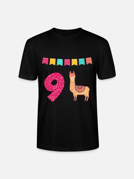9th Birthday Lama Alpaca - Stanley/Stella CRAFTER Unisex Organic T-Shirt - black
