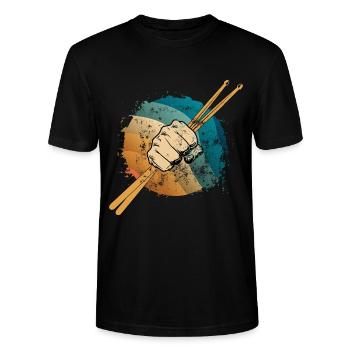Drums Vibrationen und Perkussion - Stanley/Stella Unisex Bio-T-Shirt CRAFTER - Schwarz - Vorne - Alina (178cm) & Michal (187cm)