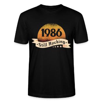 1986 - Stanley/Stella CRAFTER Unisex Organic T-Shirt - black - Front - Alina (178cm) & Michal (187cm)
