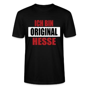 Ich bin original Hesse Hessen hessisch Geschenk - Stanley/Stella Unisex Bio-T-Shirt CRAFTER - Schwarz - Vorne - Alina (178cm) & Michal (187cm)
