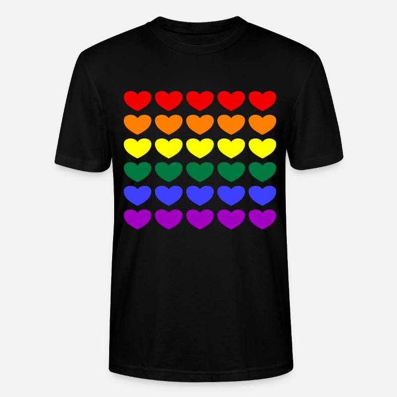 Rainbow Hearts - Stanley/Stella Unisex Bio-T-Shirt CRAFTER - Schwarz