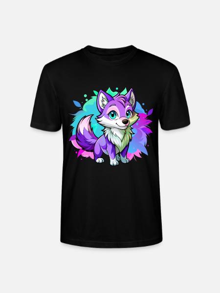 Bébé loup violet - T-shirt bio CRAFTER Stanley Stella Unisexe - noir