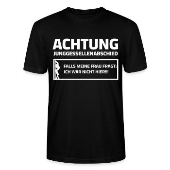 Junggesellenabschied heiraten Hochzeit Männerabend - Stanley/Stella Unisex Bio-T-Shirt CRAFTER - Schwarz - Vorne - Alina (178cm) & Michal (187cm)