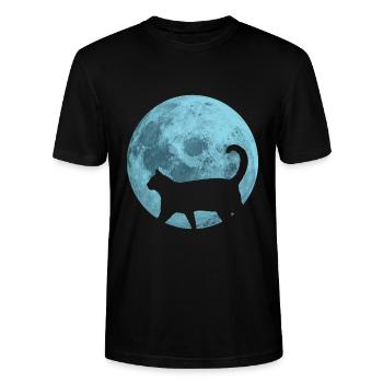 Cat full moon - Stanley/Stella CRAFTER Unisex Organic T-Shirt - black - Front - Alina (178cm) & Michal (187cm)