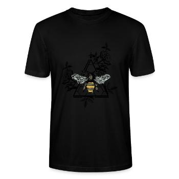 Biene Wespe Hornisse Honig Wabe swag Geschenkidee - Stanley/Stella Unisex Bio-T-Shirt CRAFTER - Schwarz - Vorne - Alina (178cm) & Michal (187cm)
