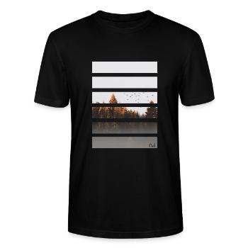 Forest Stripes de Oak - T-shirt bio CRAFTER Stanley Stella Unisexe - noir - Devant - Alina (178cm) & Michal (187cm)