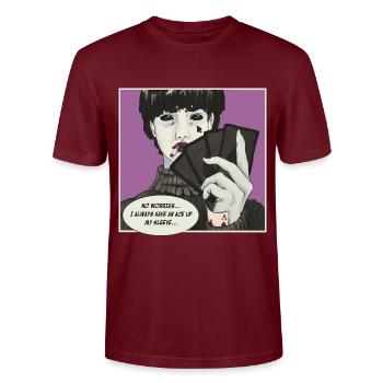 ACE UP MY SLEEVE - Stanley/Stella CRAFTER Unisex Organic T-Shirt - burgundy - Front - Alina (178cm) & Michal (187cm)