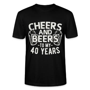40e verjaardag cadeau idee 40 jaar - Stanley/Stella Uniseks bio-T-shirt CRAFTER - zwart - Voor - Alina (178cm) & Michal (187cm)