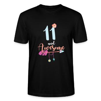 Teenager 11 Jahre 2010 11. Geburtstag Mädchen Frau - Stanley/Stella Unisex Bio-T-Shirt CRAFTER - Schwarz - Vorne - Alina (178cm) & Michal (187cm)