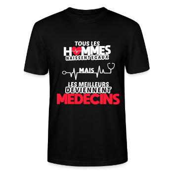 Humour médecin marrant cadeau original médecine - T-shirt bio CRAFTER Stanley Stella Unisexe - noir - Devant - Alina (178cm) & Michal (187cm)