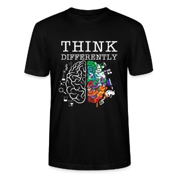 Think Differently Art Nerds Smart Geek - Stanley/Stella Unisex Bio-T-Shirt CRAFTER - Schwarz - Vorne - Alina (178cm) & Michal (187cm)