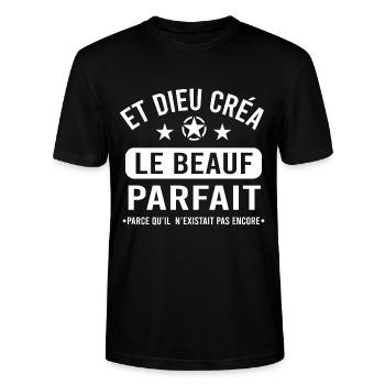 Beauf cadeau humour débile - T-shirt bio CRAFTER Stanley Stella Unisexe - noir - Devant - Alina (178cm) & Michal (187cm)