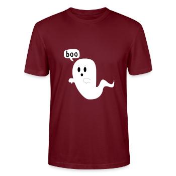 Boo Ghost Halloween Costume Thumbs Down Funny - Stanley/Stella Unisex Bio-T-Shirt CRAFTER - Burgunderrot - Vorne - Alina (178cm) & Michal (187cm)