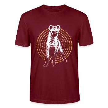 Hyena Serengeti scavenger gift idea - Stanley/Stella CRAFTER Unisex Organic T-Shirt - burgundy - Front - Alina (178cm) & Michal (187cm)