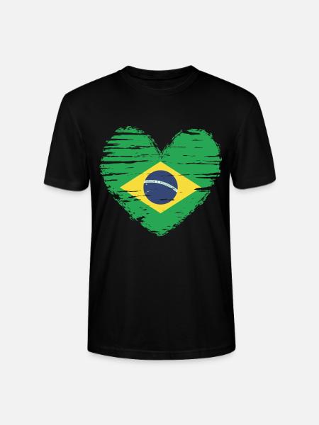 Brasilien hjerte flag flag våbenskjold - Stanley Stella CRAFTER unisex økologisk-T-shirt - sort