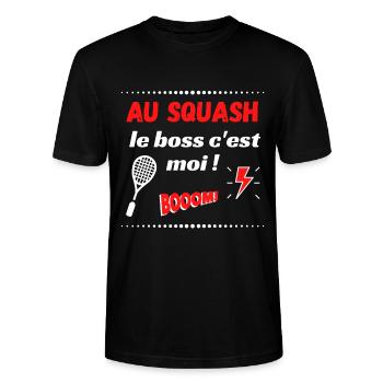 Au squash le boss c'est moi / cadeau / humour - T-shirt bio CRAFTER Stanley Stella Unisexe - noir - Devant - Alina (178cm) & Michal (187cm)