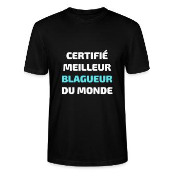 t shirt meilleur blagueur humour blague homme - T-shirt bio CRAFTER Stanley Stella Unisexe - noir - Devant - Alina (178cm) & Michal (187cm)