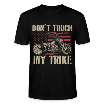 Ne touche pas à mon trike | Idée cadeau Triker - T-shirt bio CRAFTER Stanley Stella Unisexe - noir - Devant - Alina (178cm) & Michal (187cm)