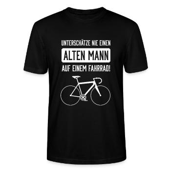 Alter Mann Fahrrad - Stanley/Stella Unisex Bio-T-Shirt CRAFTER - Schwarz - Vorne - Alina (178cm) & Michal (187cm)