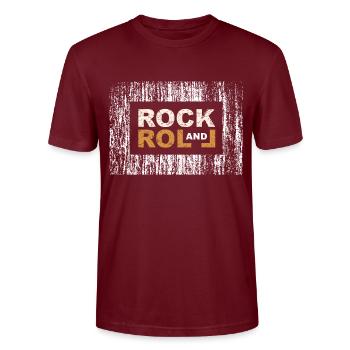 Rock and Roll (Typography Edition) - T-shirt bio CRAFTER Stanley Stella Unisexe - bordeaux - Devant - Alina (178cm) & Michal (187cm)