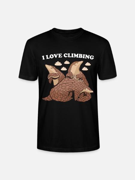 I Love Climbing Pangolin - Stanley/Stella CRAFTER Unisex Organic T-Shirt - black