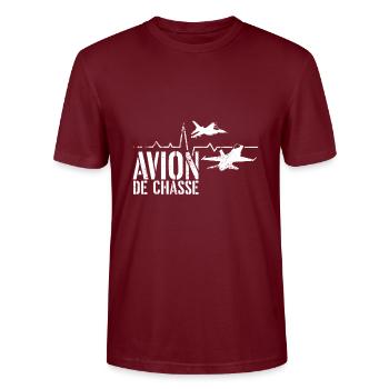 Avion de chasse électrocardiogramme - T-shirt bio CRAFTER Stanley Stella Unisexe - bordeaux - Devant - Alina (178cm) & Michal (187cm)