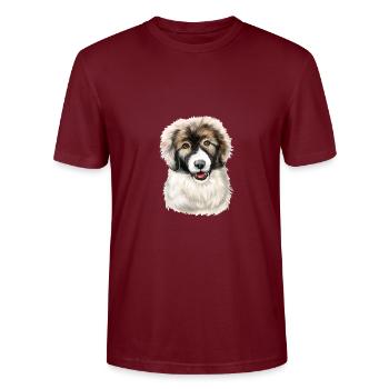 Carpathian Shepherd Puppy Dog Watercolor Illustrat - Stanley/Stella CRAFTER Unisex Organic T-Shirt - burgundy - Front - Alina (178cm) & Michal (187cm)