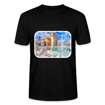 Marrakesch Marokko Aquarell Skizze gezeichnet Paintin - Stanley/Stella Unisex Bio-T-Shirt CRAFTER - Schwarz - Vorne - Alina (178cm) & Michal (187cm)