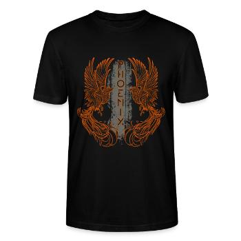 PHOENIX - Feuervogel - Stanley/Stella Unisex Bio-T-Shirt CRAFTER - Schwarz - Vorne - Alina (178cm) & Michal (187cm)