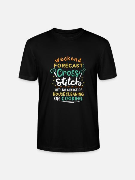 Weekend Forecast Cross Stitch - Stanley/Stella CRAFTER Unisex Organic T-Shirt - black