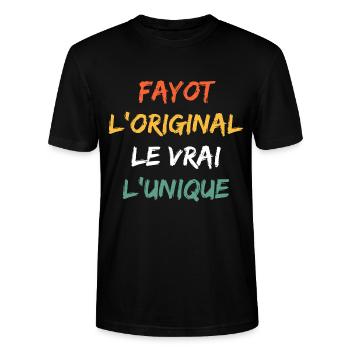 fayot l'original le vrai - T-shirt bio CRAFTER Stanley Stella Unisexe - noir - Devant - Alina (178cm) & Michal (187cm)