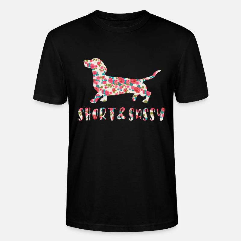 Petit teckel effronté fleuri - T-shirt bio CRAFTER Stanley Stella Unisexe - noir