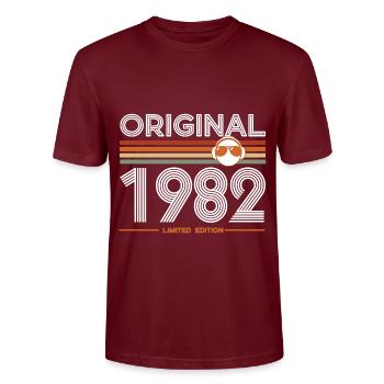 1982 - Stanley/Stella CRAFTER Unisex Organic T-Shirt - burgundy - Front - Alina (178cm) & Michal (187cm)