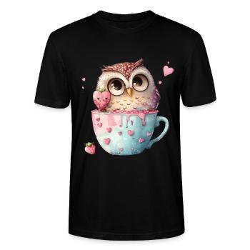 Eule Eulen - Stanley/Stella Unisex Bio-T-Shirt CRAFTER - Schwarz - Vorne - Alina (178cm) & Michal (187cm)