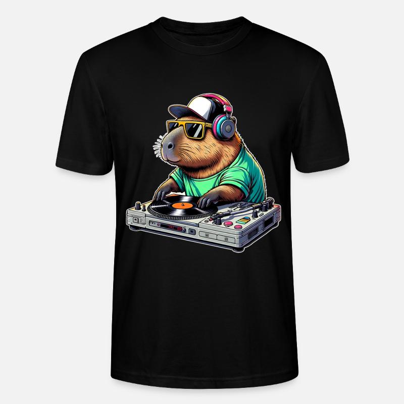Capybara Dj - Stanley/Stella Unisex Bio-T-Shirt CRAFTER - Schwarz