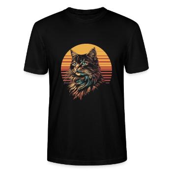 Norwegische Waldkatze Vintage - Stanley/Stella Unisex Bio-T-Shirt CRAFTER - Schwarz - Vorne - Alina (178cm) & Michal (187cm)
