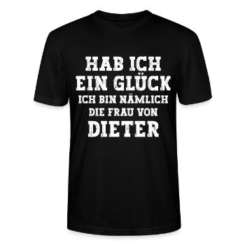 Ich bin die Frau von Dieter Hochzeit - Stanley/Stella Unisex Bio-T-Shirt CRAFTER - Schwarz - Vorne - Alina (178cm) & Michal (187cm)