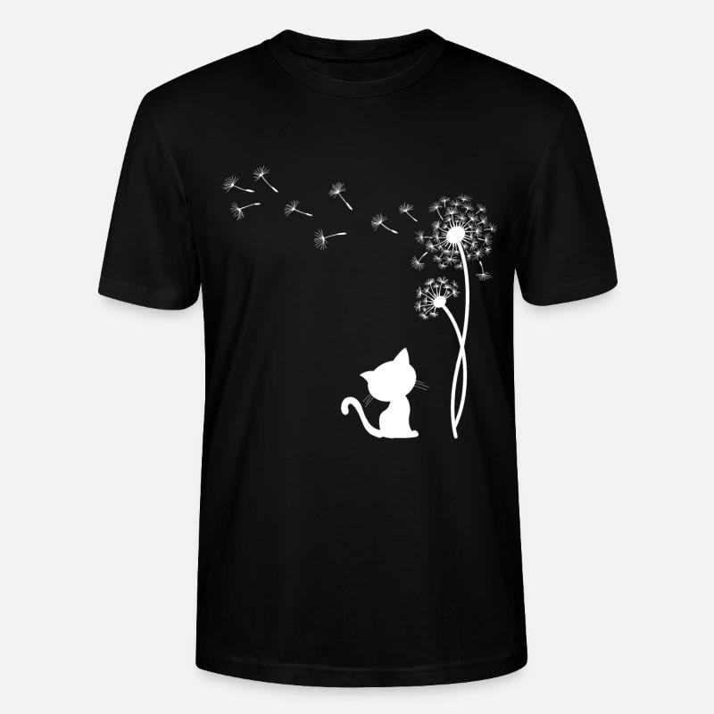 Katze mit Pusteblume - Stanley/Stella Unisex Bio-T-Shirt CRAFTER - Schwarz