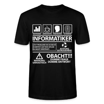 Informatiker lustig lustige Sprüche Spruch Witzig - Stanley/Stella Unisex Bio-T-Shirt CRAFTER - Schwarz - Vorne - Alina (178cm) & Michal (187cm)