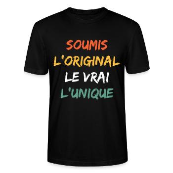 Soumis - T-shirt bio CRAFTER Stanley Stella Unisexe - noir - Devant - Alina (178cm) & Michal (187cm)